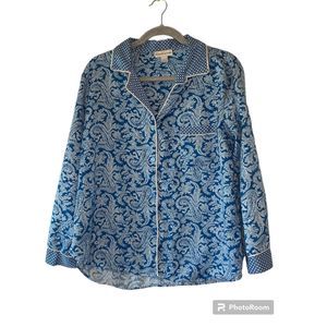 Miss Elaine Paisley long sleeve pajama top Large